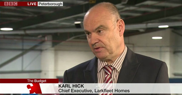 Larkfleet welcomes budget changes for housing - and gets national TV coverage