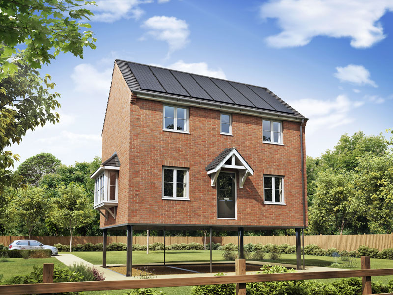 The Larkfleet ‘elevating house’ – at normal height and elevated on jacks in advance of flooding.